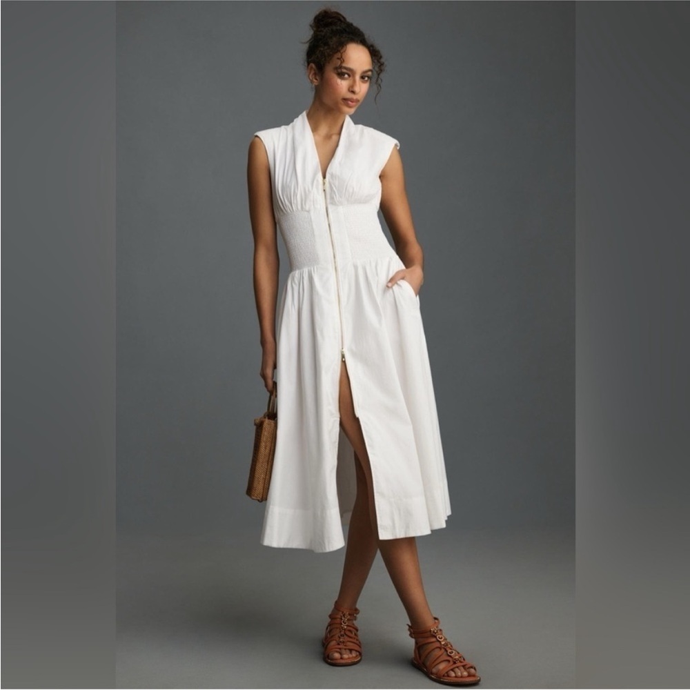 Anthropologie The Tommie Zip-Front Midi Dress